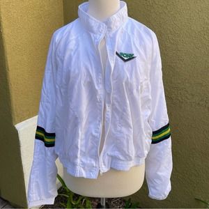 Forever 21 PONY Crop Windbreaker Size 3X White Green Stripe